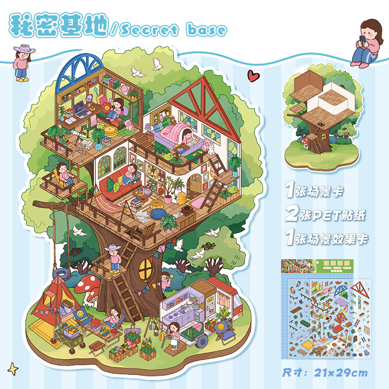 Beatiful House DIY 3D Scene Stickers House Scenes- 25 different versions