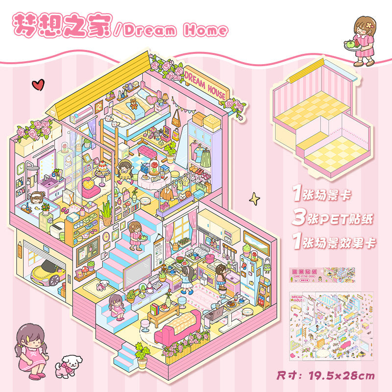Beatiful House DIY 3D Scene Stickers House Scenes- 25 different versions