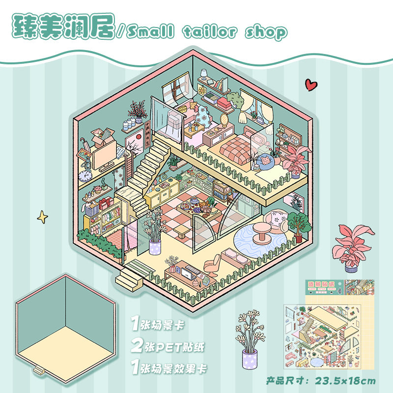 Beatiful House DIY 3D Scene Stickers House Scenes- 25 different versions
