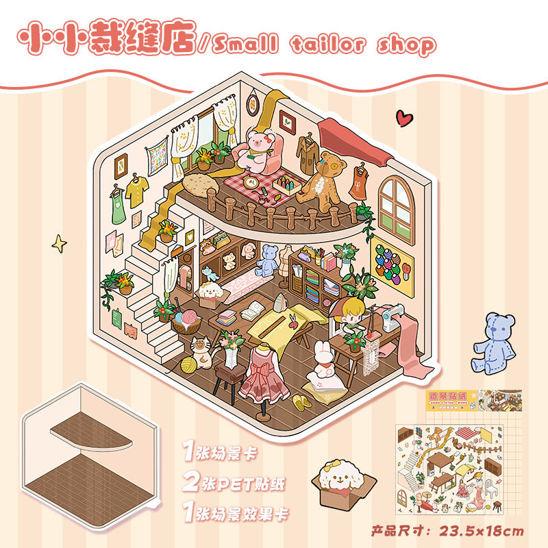 Little Shops DIY 3D Scene Stickers Shop Scenes- 25 different versions