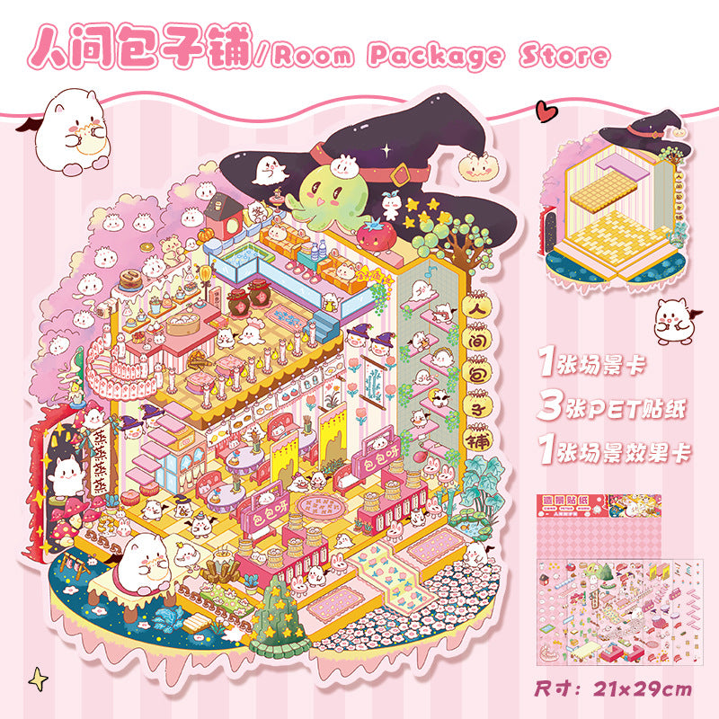 Little Shops DIY 3D Scene Stickers Shop Scenes- 25 different versions
