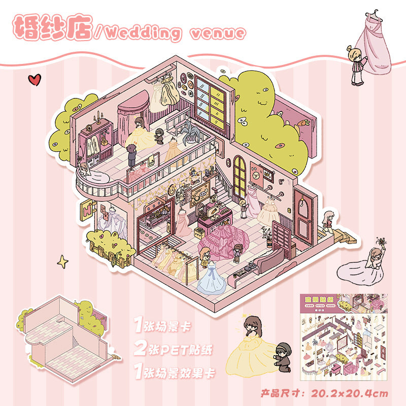 Little Shops DIY 3D Scene Stickers Shop Scenes- 25 different versions