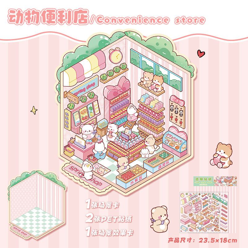 Little Shops DIY 3D Scene Stickers Shop Scenes- 25 different versions