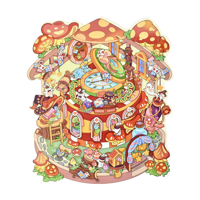 Alice DIY 3D Scene Stickers Lovely Miniature Scenes-Alice's Tea Party/Time Mushroom House