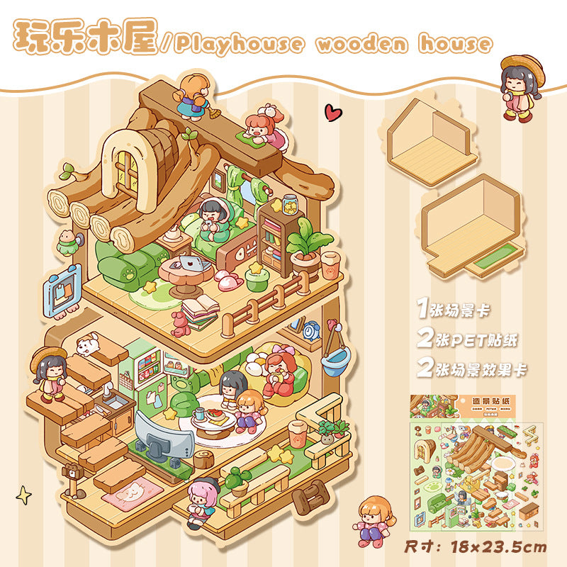 Beatiful House DIY 3D Scene Stickers House Scenes- 25 different versions