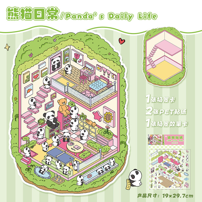 Cute Animals DIY 3D Scene Stickers Cute Animals Scenes- 14 different versions