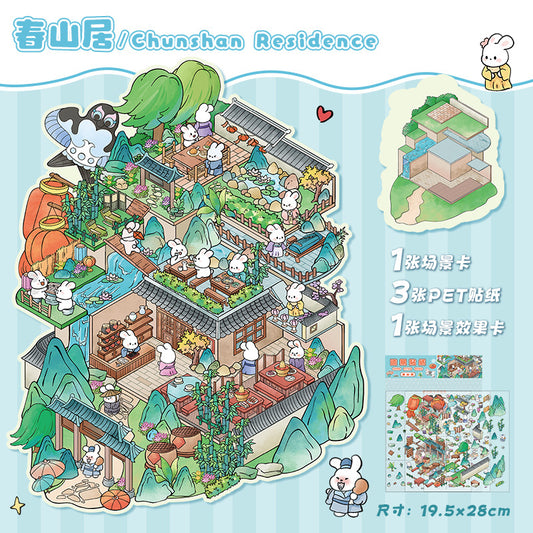 Cute Animals DIY 3D Scene Stickers Cute Animals Scenes- 14 different versions
